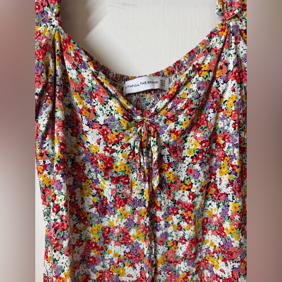 Faithfull the Brand X Lennox Midi Ditzy Floral White Red Yellow Dress Size Small - Picture 6 of 14